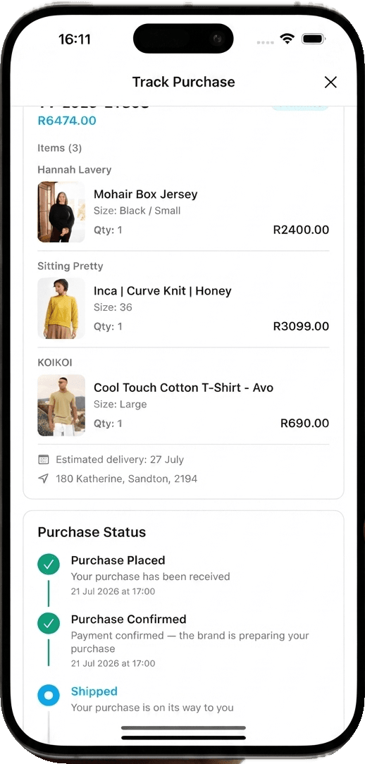 Live delivery tracking in the YIIVA app